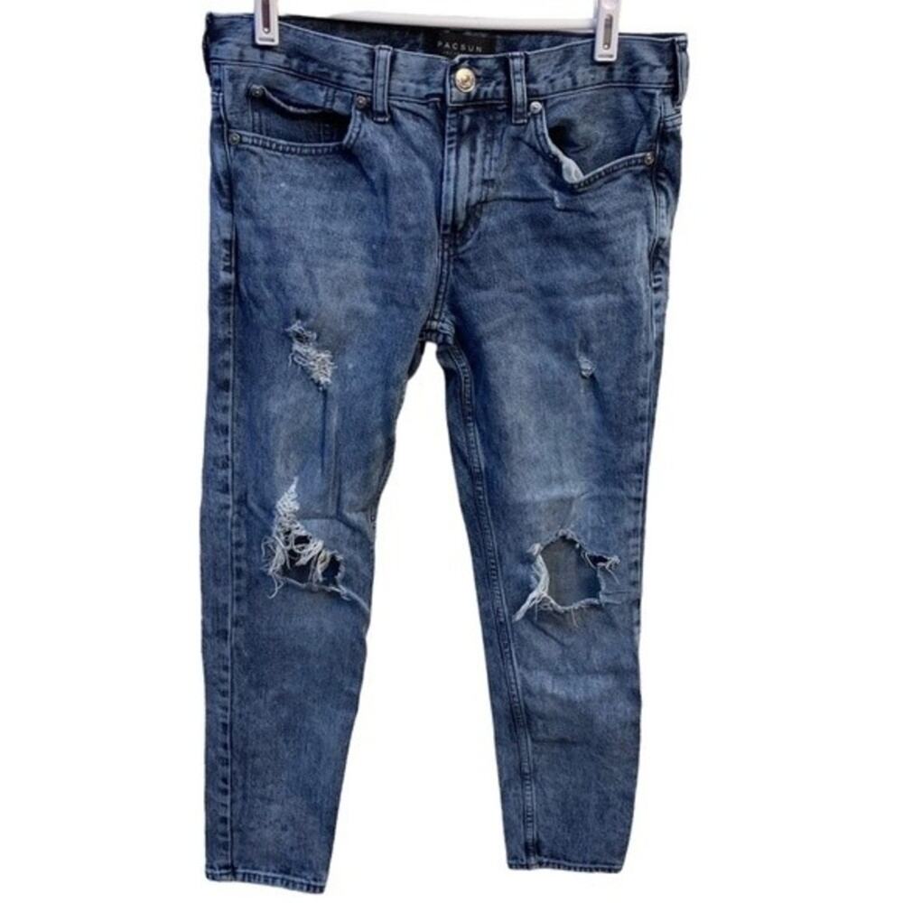 PACSUN Mens Denim Distressed Skinny Jeans. Size 30x30